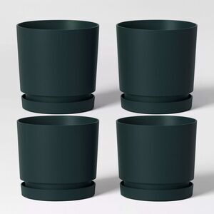 Recycled Resin Indoor Outdoor Planter Pots Green 6x6x6 Set of 4 Room Essentials